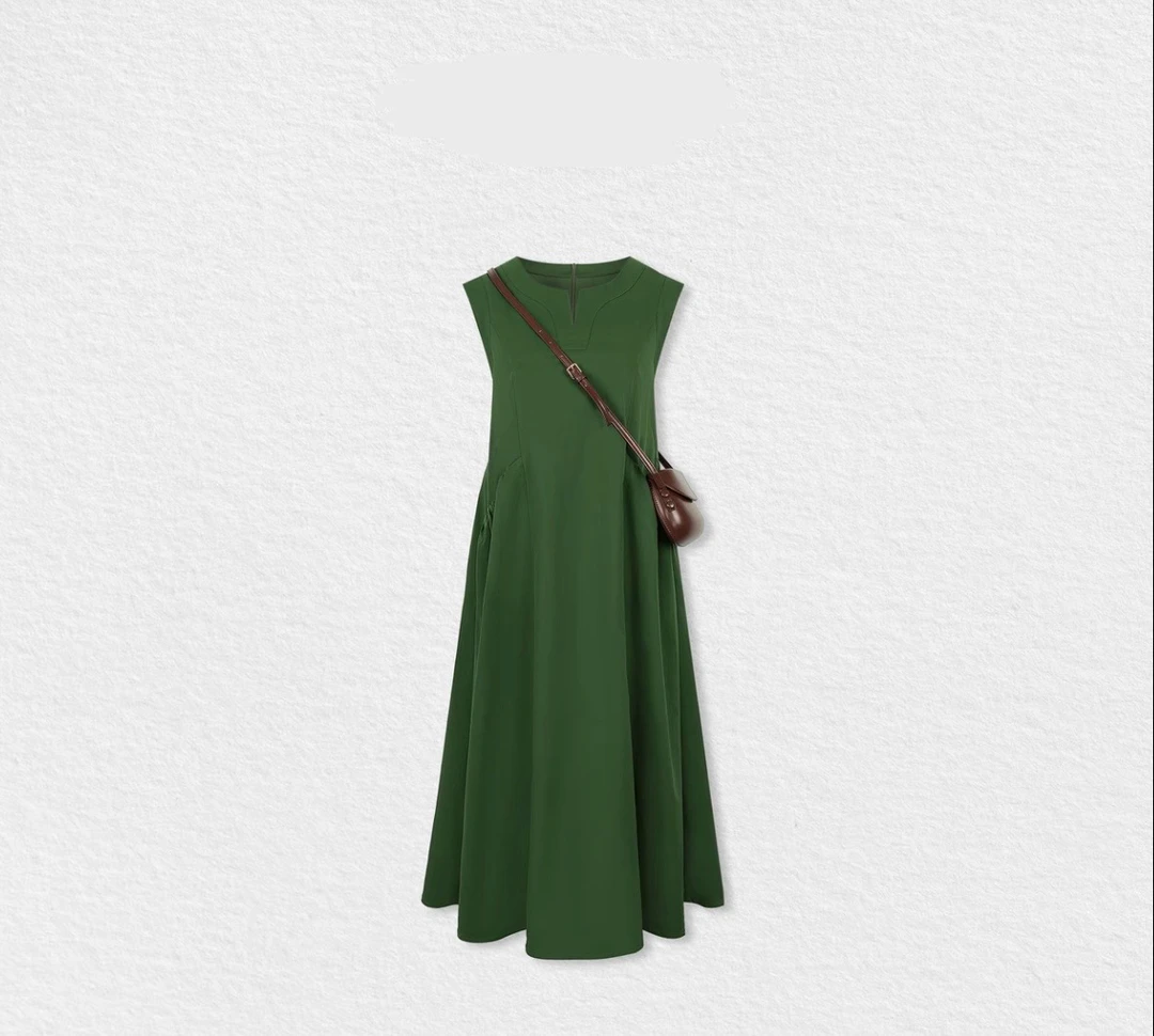 TAOXI/桃喜【绿光派对】夏季新款无袖简约时尚优雅连衣裙现货