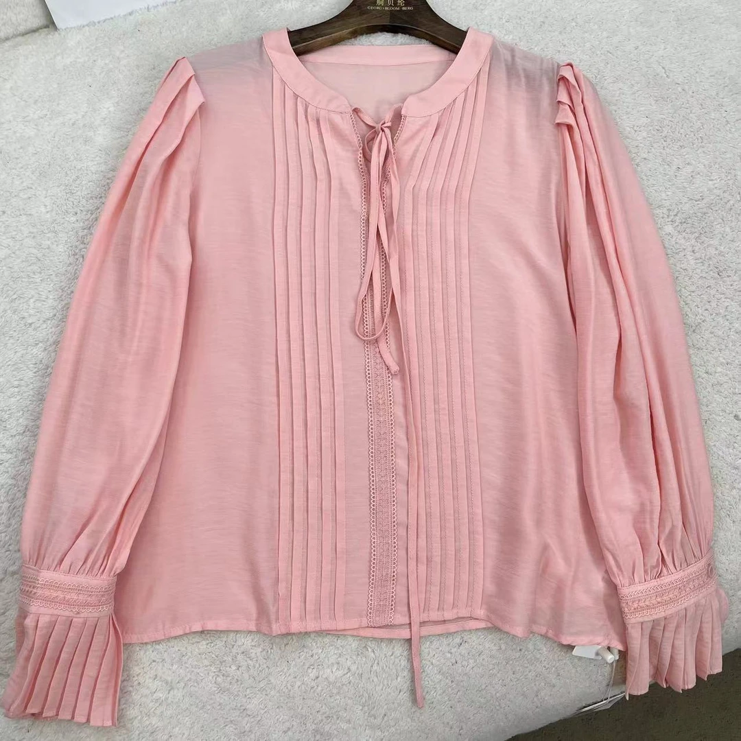 高级感风琴褶气质秋季新款百搭衬衫 H22