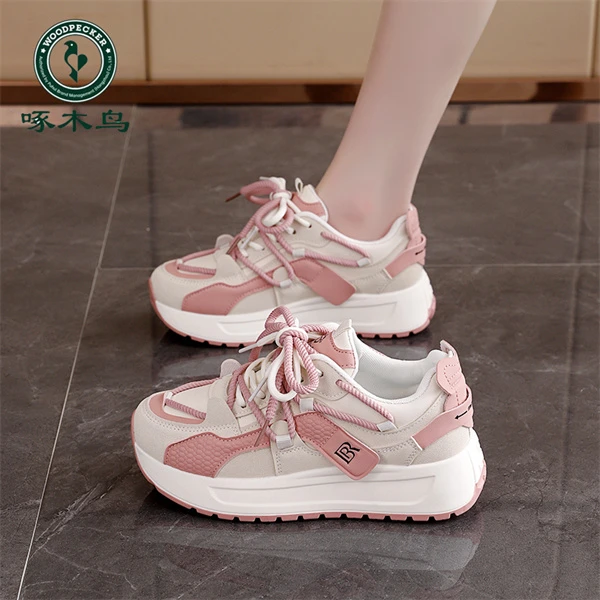老爹鞋女款2025春季厚底增高减震软底跑步鞋甜美少女运动鞋