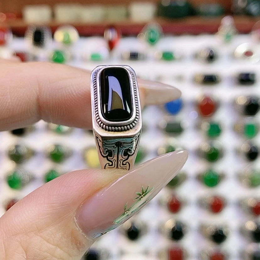 【闪购商品】银S925镶嵌戒指玛瑙/玉髓赐*