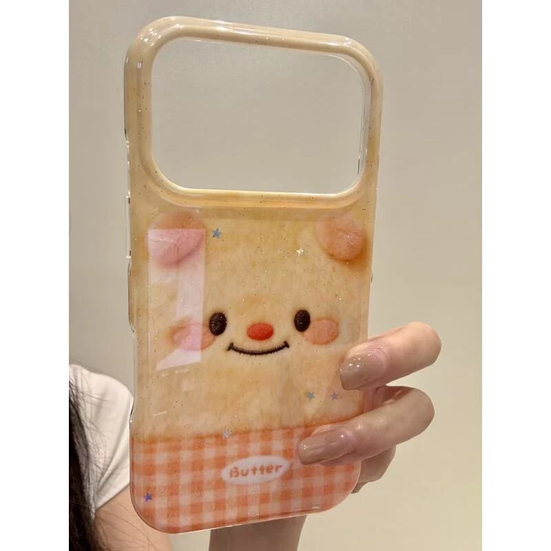 韩系可爱橙白格子小狗适用iphone17promax苹果16pr手机壳15pr新款