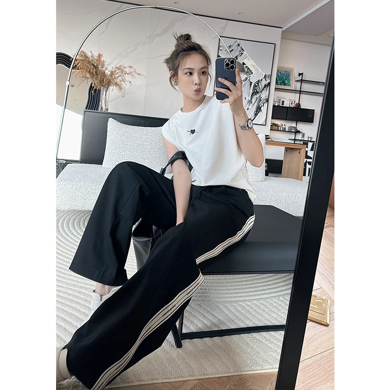 美洋MEIYANG 侧条纹休闲裤 运动风阔腿裤【60系列特卖捡漏】