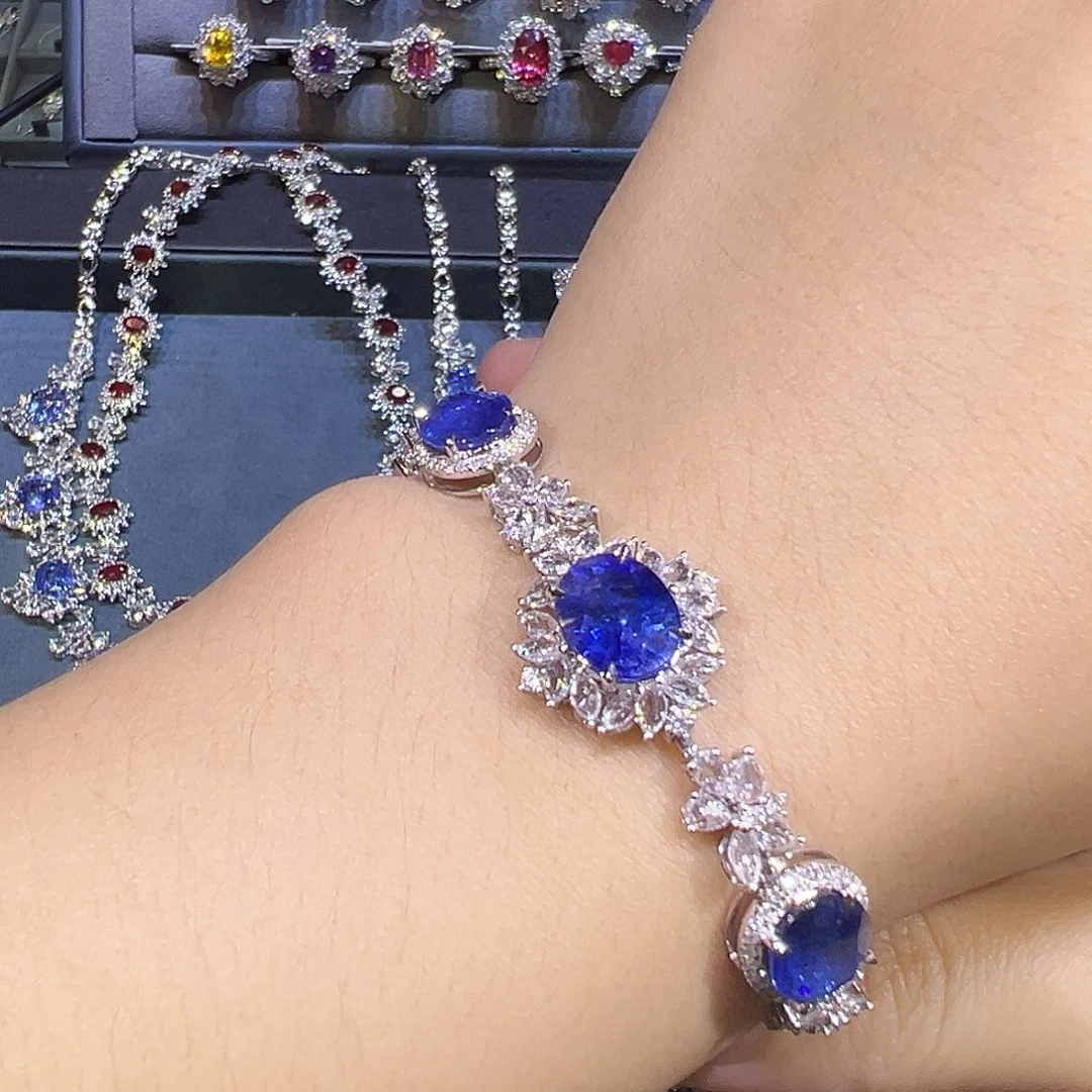 蓝宝石手链18K金镶嵌