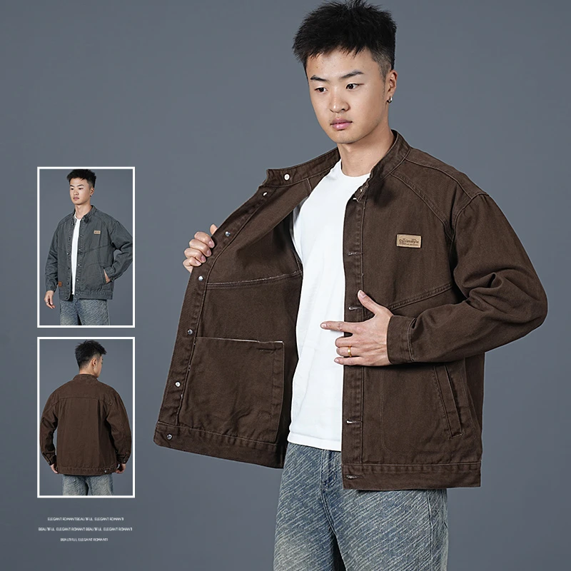 纯棉飞行夹克百搭园领宽松大码时尚夹克外套