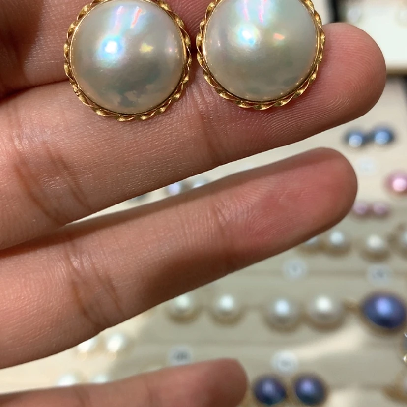 【闪购商品】耳饰拼合珍珠（马贝珠）18K金镶嵌