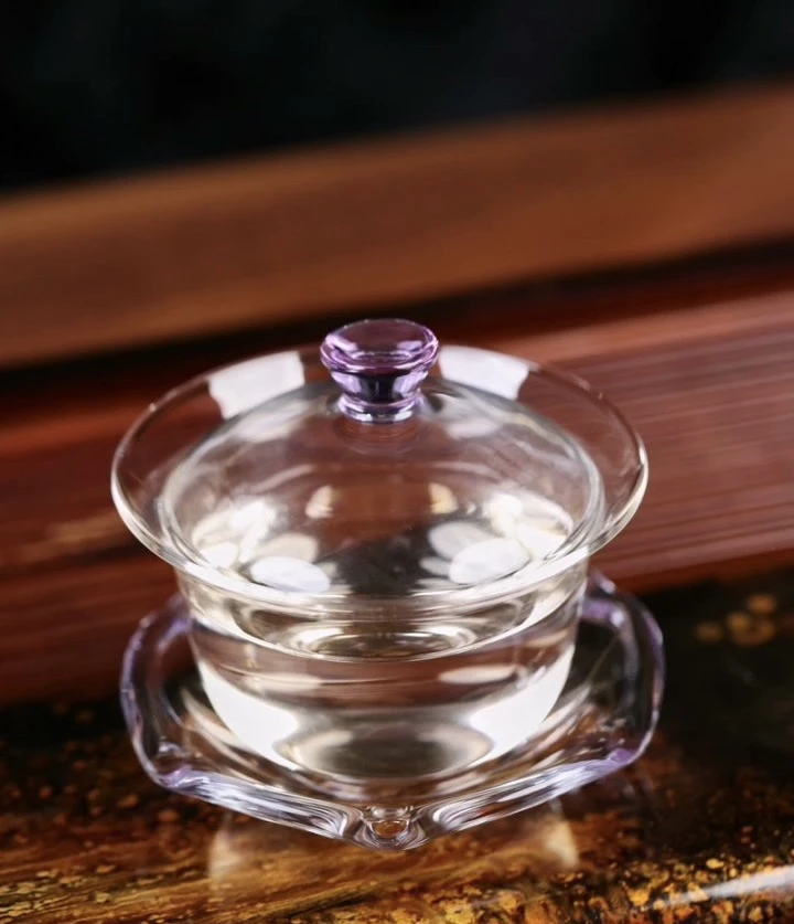 禾器晶彩 禅语盖碗浅紫色 200cc