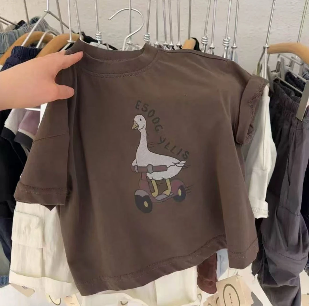 男童纯棉卡通短袖t恤2025夏季新款中小童儿童韩系圆领半袖衫上衣