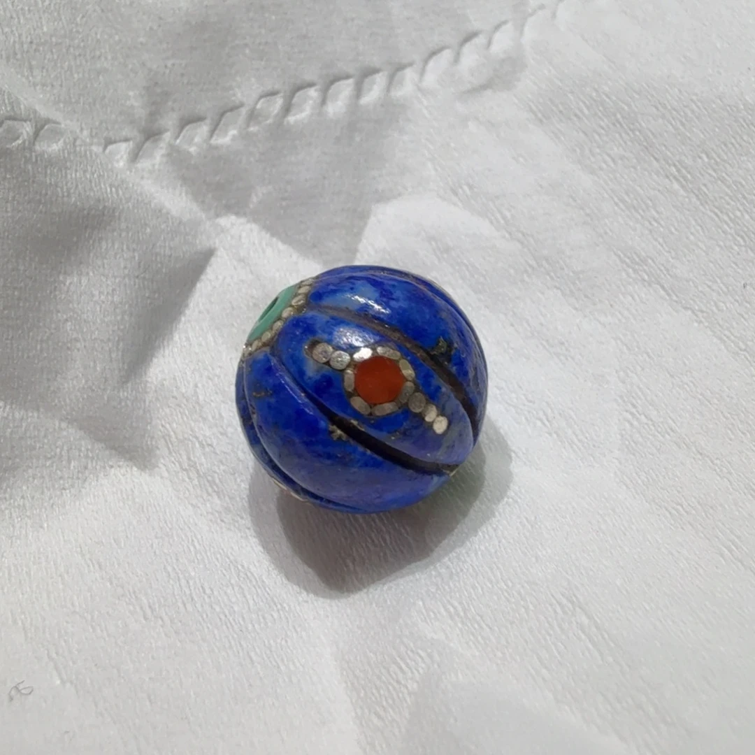 青金石足银镶嵌颈饰配珠