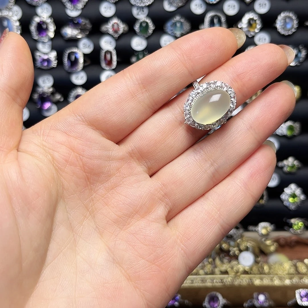 银S925镶嵌戒圈海蓝宝石勇*胜