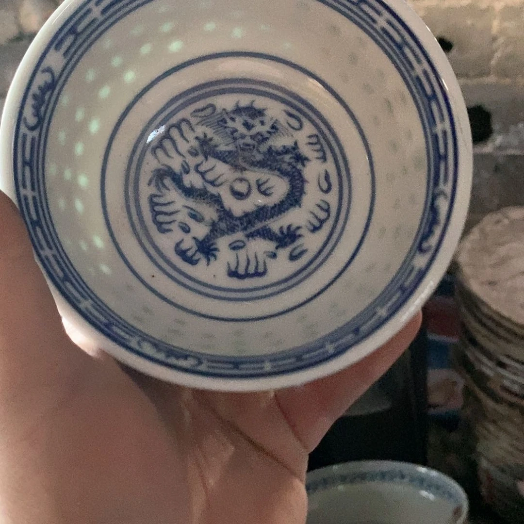 摆件5寸青花玲珑瓷碗拍6发8