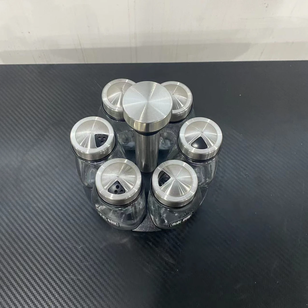调味瓶调料套装厨房收纳家用创意旋转佐料盐罐玻璃组合调料瓶F