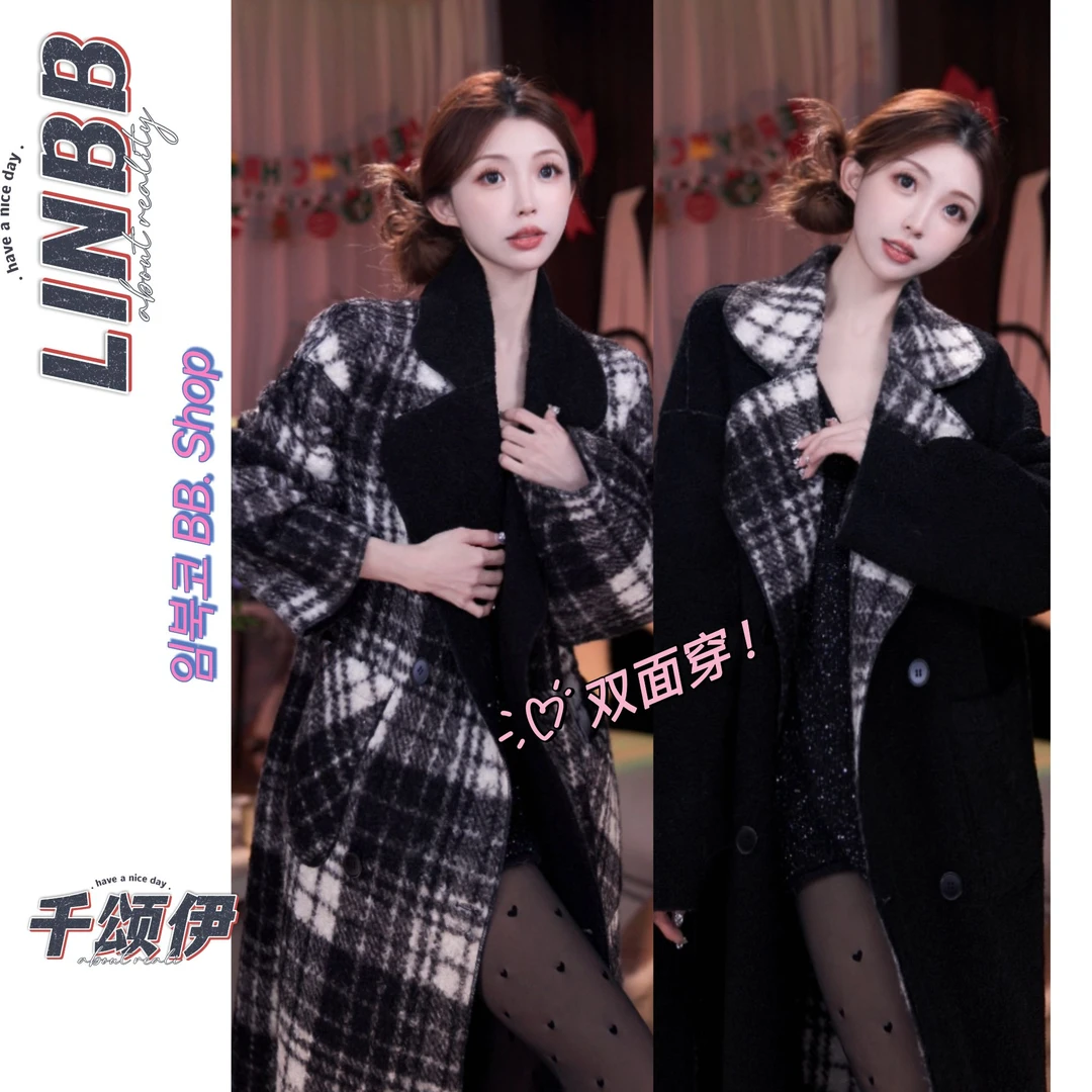 林北鼻-【千颂伊】韩单重工两面穿显瘦保暖大衣