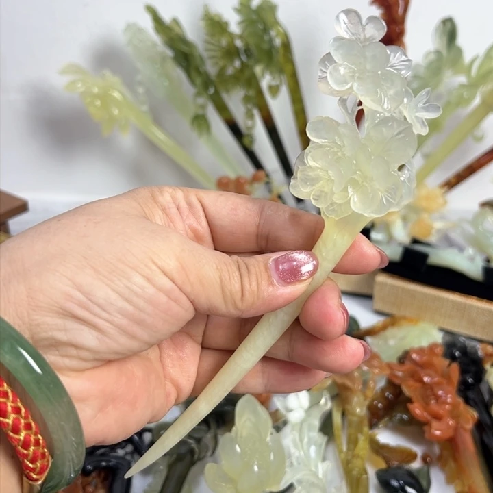 定制蛇纹石玉毛货发饰