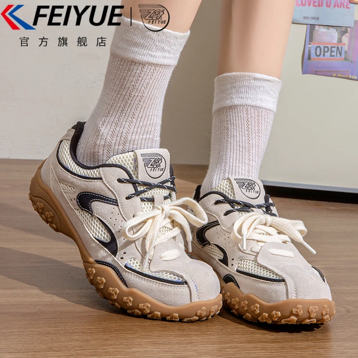 feiyue/飞跃女鞋运动鞋女2025秋季新款爆款网面透气休闲德训鞋子