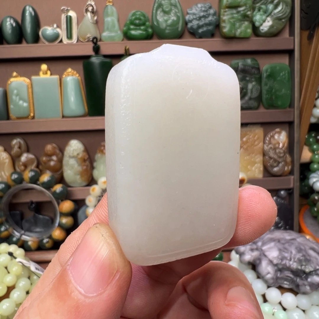 和田玉未镶嵌颈饰青海老料正装无事牌微结构49.4/33.412.7mm