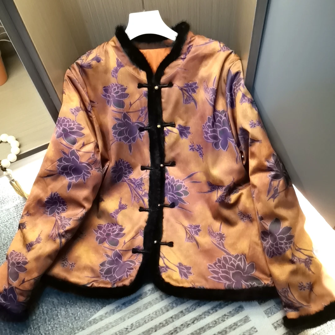冬季日常气质百搭立领提花棉服外套6615
