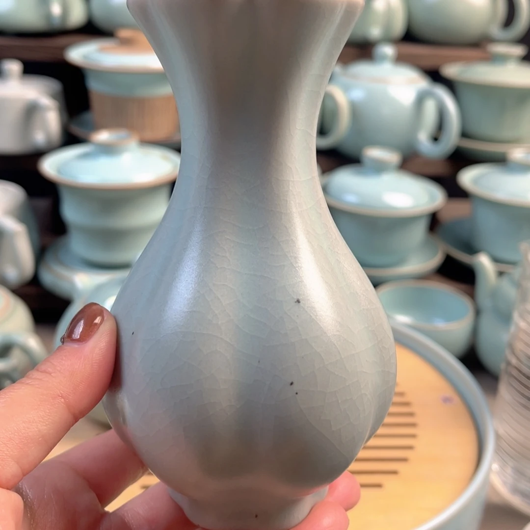 陶摆件瓷仿古釉花瓶原矿