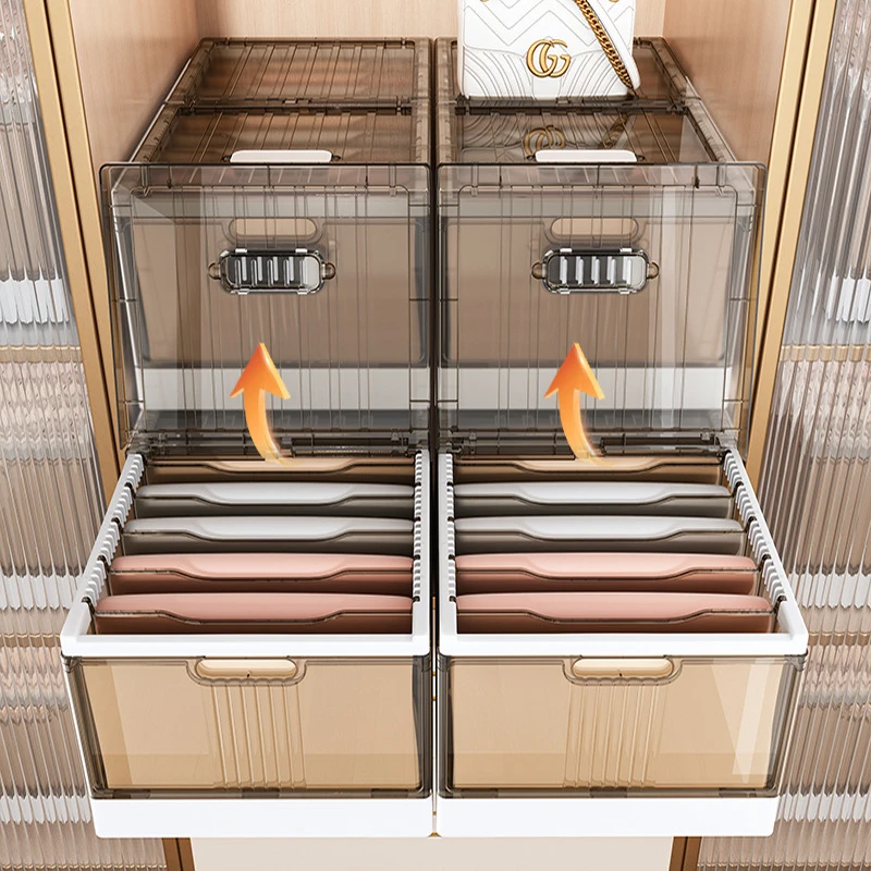 衣服收纳箱家用衣柜分层神器抽拉隔板衣物裤子折叠框储物筐整理盒