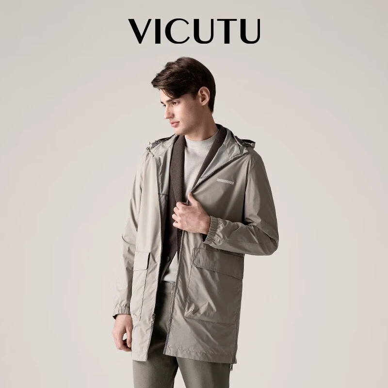 【捡漏】威可多男士风衣春秋款连帽休闲中长款防风百搭外套男装舒适