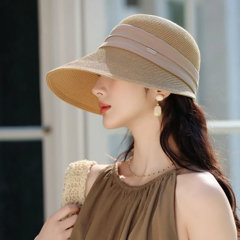 2025夏季新款帽子女高级感拉菲草帽旅游度假防晒遮阳帽沙滩太阳帽