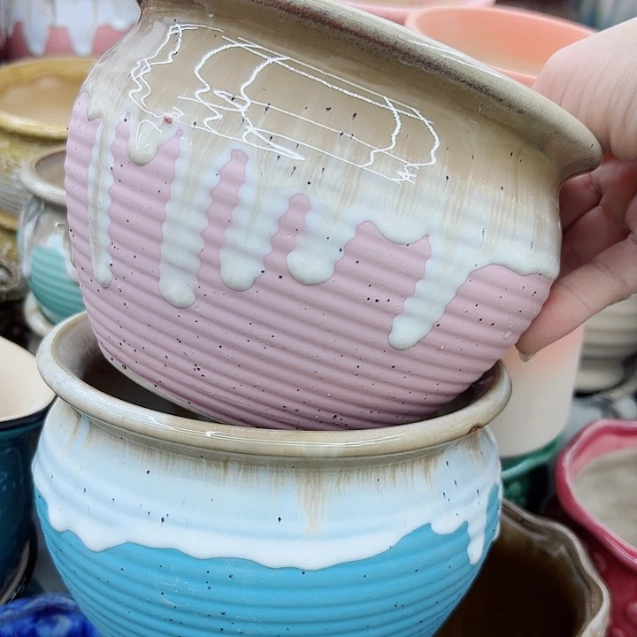 多肉绿植陶瓷花盆9.9包邮，有孔