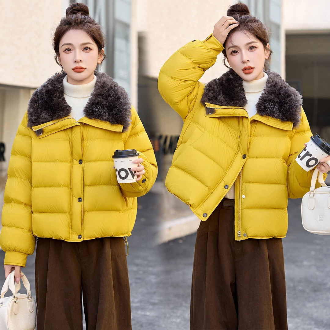 欧货短款羽绒服女款2025新款冬季高级感小个子巨好看的白鸭绒外套