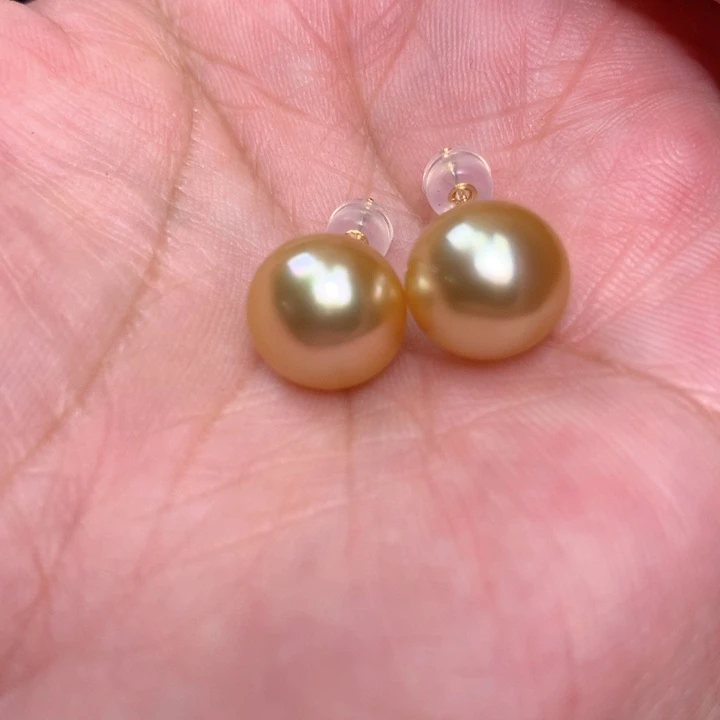 18K金镶嵌耳饰海水珍珠