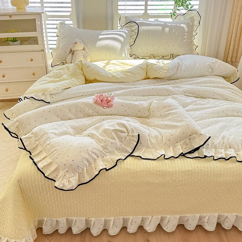 韩版公主风皱皱纱床盖夏凉被四件套夏季可机洗空调被单双人薄被子