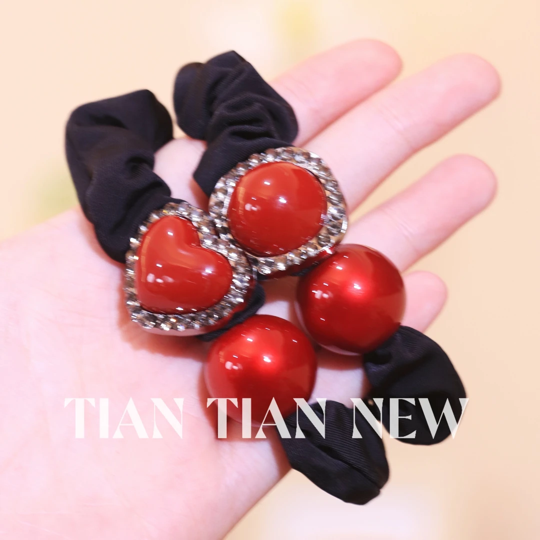 A156（两个装）韩版高档红色爱心小肠发圈扎丸子头马尾发绳新款头饰