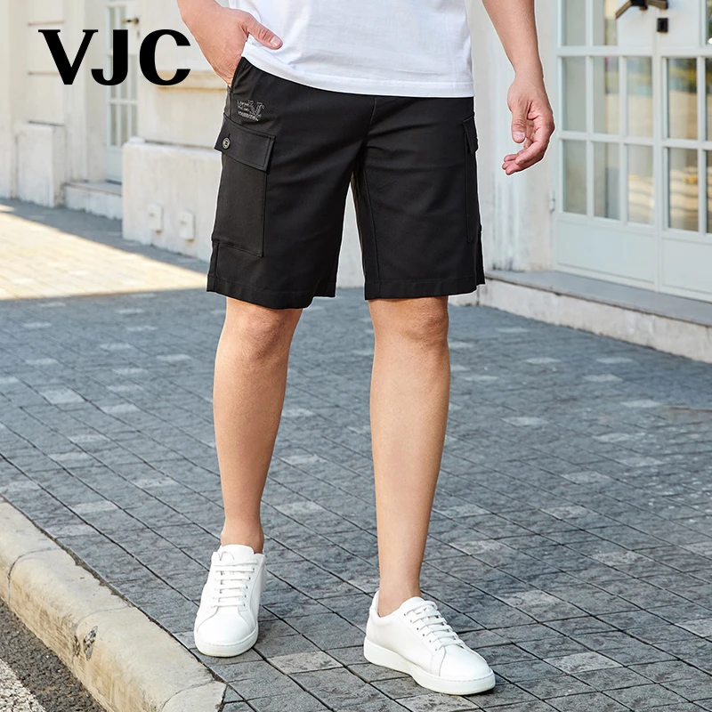 VJC/威杰思2025春夏新品男装时尚休闲裤百搭刺绣五分裤B24BP1502