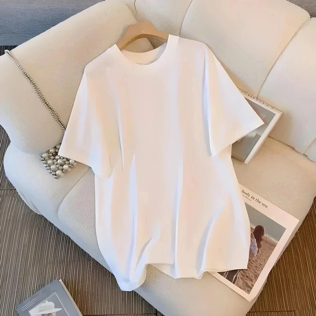 白色纯色印花短袖刺绣夏季米白色短袖韩版T恤