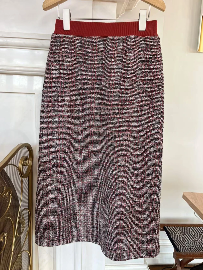 SENSE 24年 小香风红色半身裙