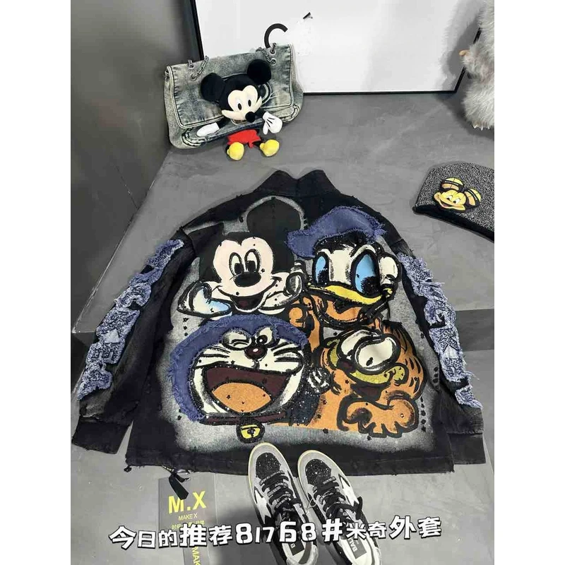 MX欧货2025秋季新款大版宽松大版重工洋气米奇长袖上卫衣外套女