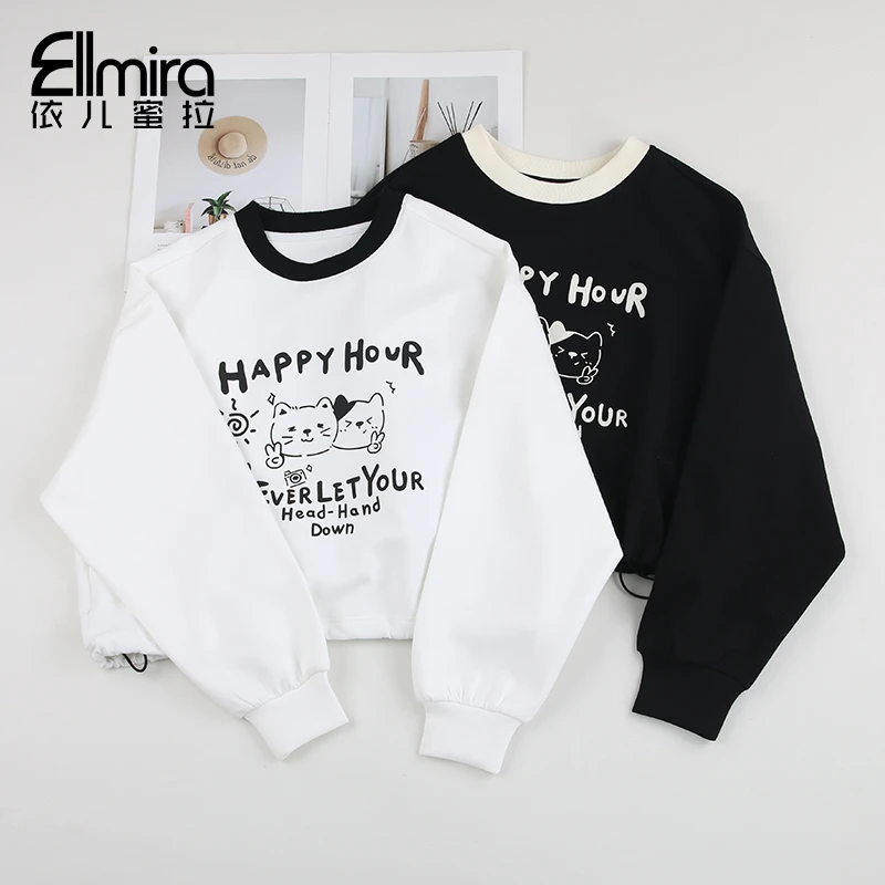 【悦姿】9081女童卫衣秋装圆领上衣收腰宽松洋气女大童学生潮流