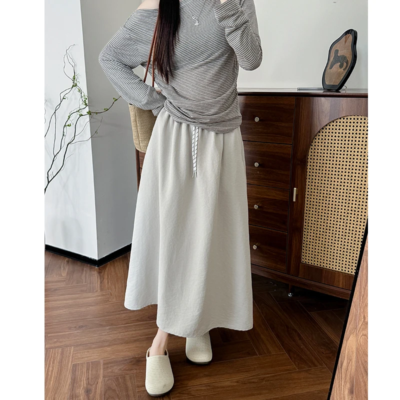 TpqT/温喆“海盐气泡裙”春夏新款松紧腰a字百搭两片式半身裙