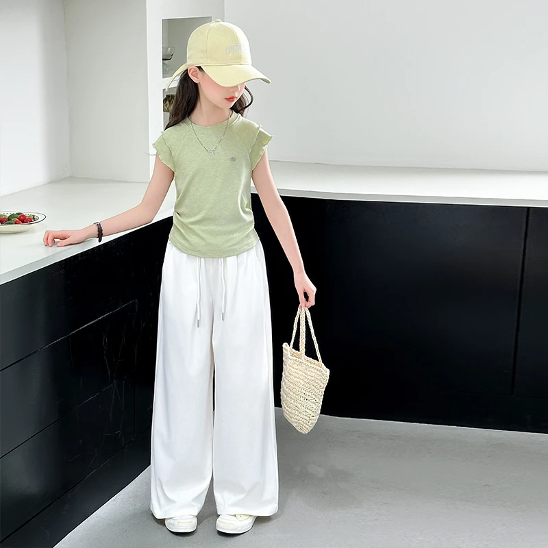 女童夏套装2025新款女孩大童韩系高级感穿搭时尚休闲裤两件套夏装