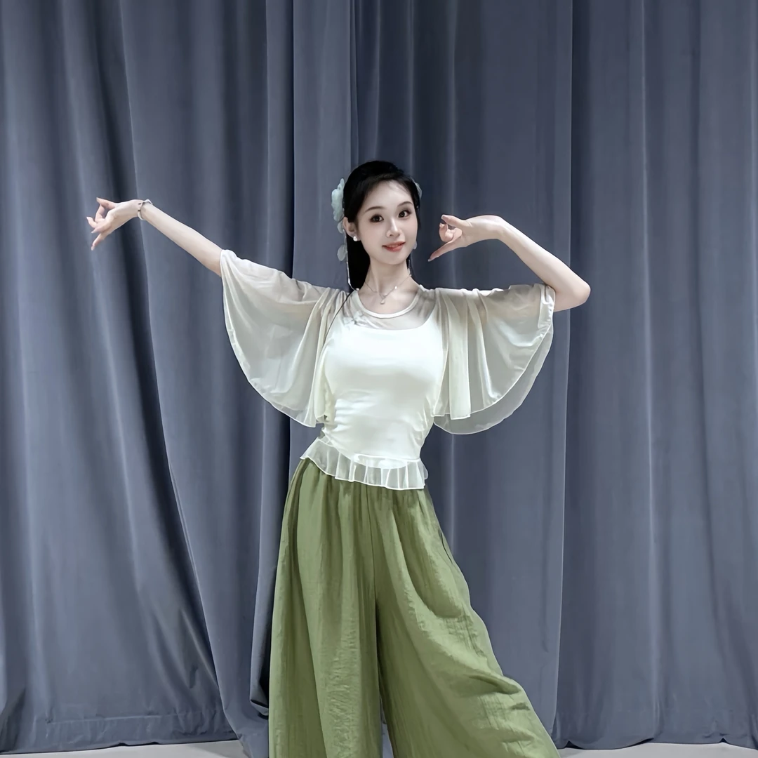 古典舞蹈服女夏季新款仙气飘逸修身显瘦喇叭袖设计感中国舞练功