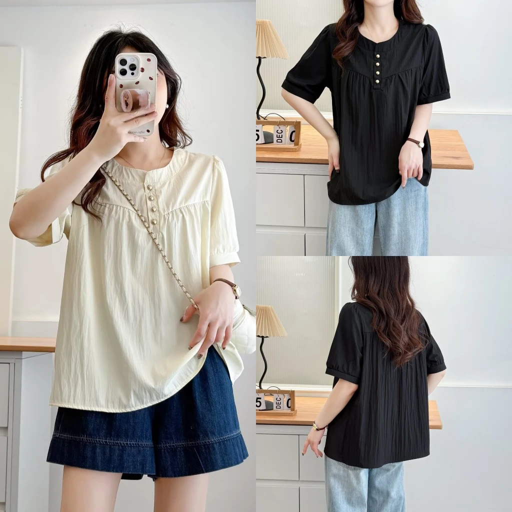 大码胖mm百搭减龄显瘦短袖衬衫女夏季新款洋气宽松遮肚休闲上衣