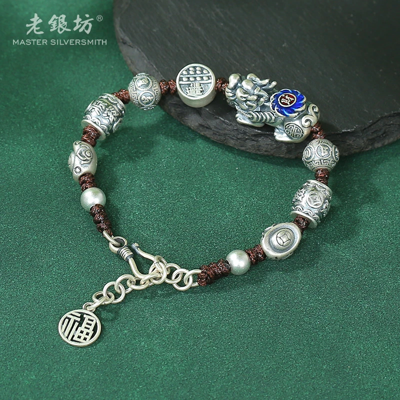 足银手链 足银999八方来财貔貅编织手链 00331057