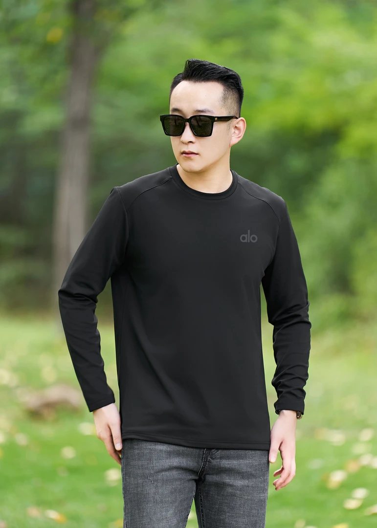 秋季新款男士alo卫衣高弹速干透气印花圆领运动运动户外休闲百搭