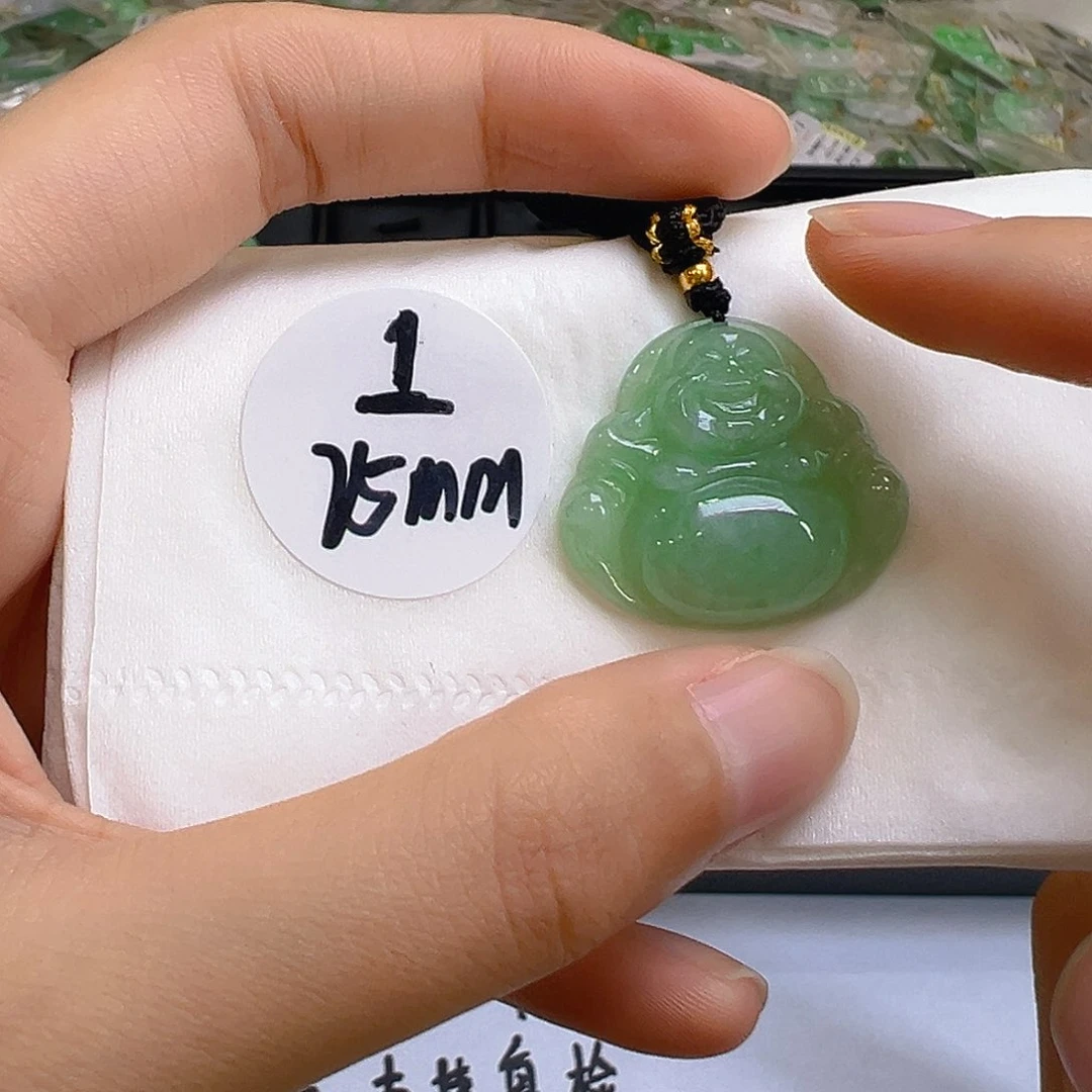 翡翠足金镶嵌吊坠(不含链)我