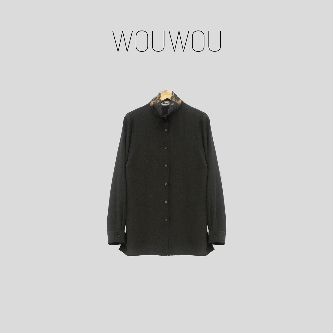 【WOUWOU】蕾丝立领衬衫上衣热销