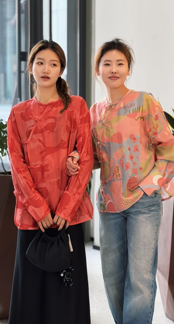 mmq 设计师品牌 25早春 新年红新中式盘扣衬衫女气质提花上衣真丝