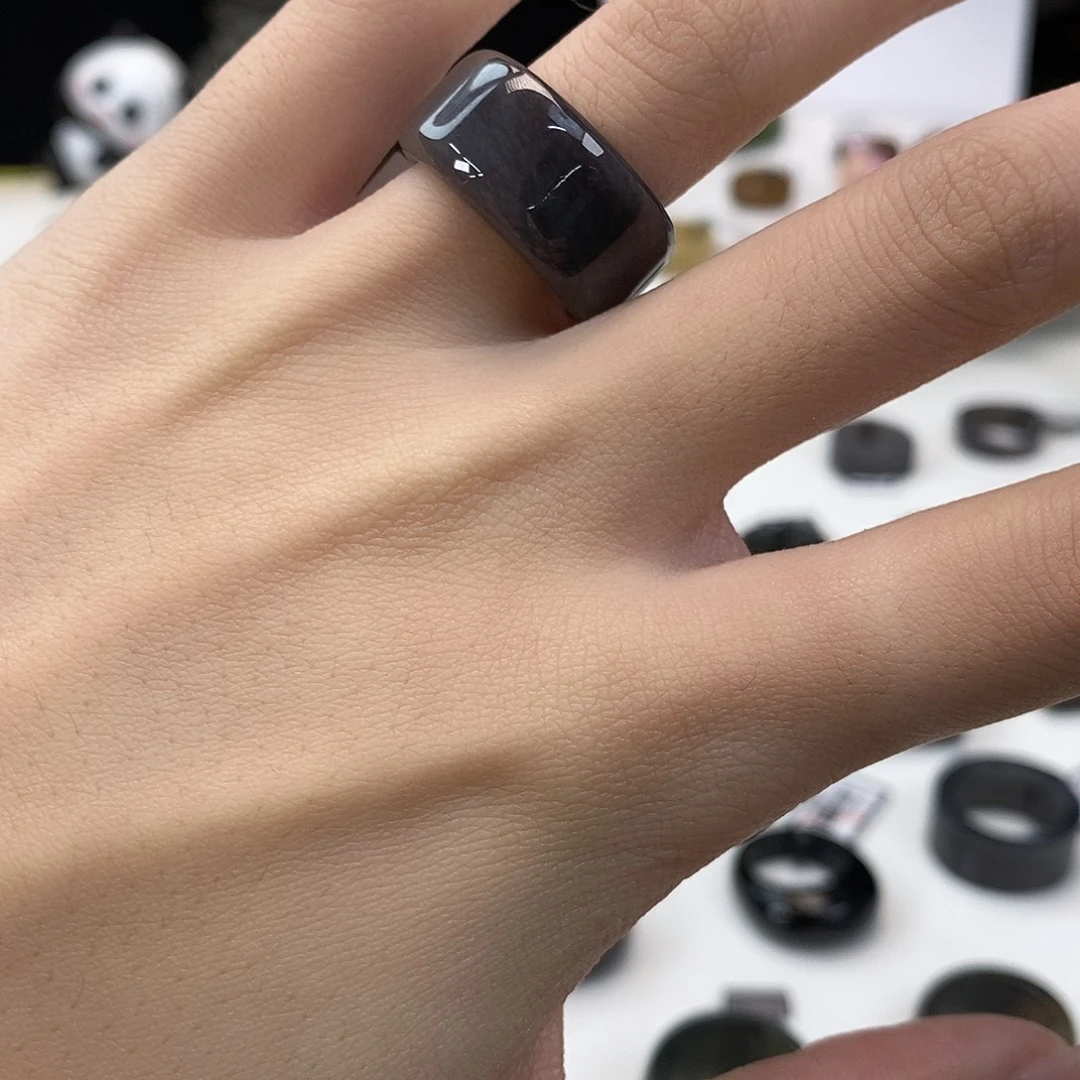 和田玉（糖玉）未镶嵌戒指Z218 圆切烟紫 16.0