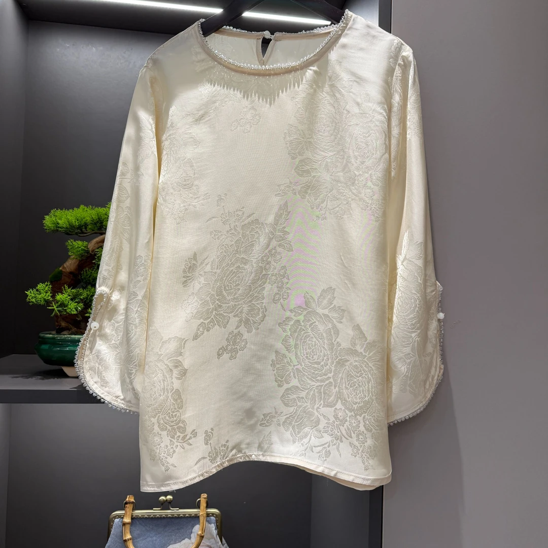 【铃兰】中式上衣复古设计提花传统改良白夏季女装宽松气质上衣3038