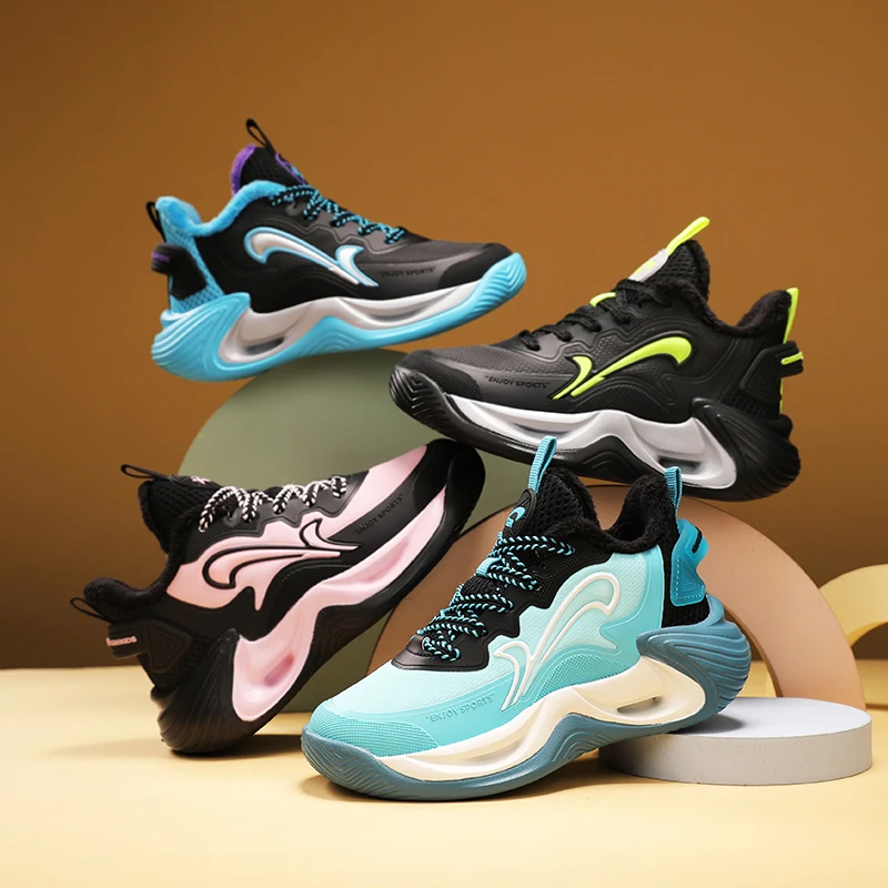 【答案】贵人鸟秋冬新款篮球跑步运动鞋防滑加绒皮面男女童儿童鞋子