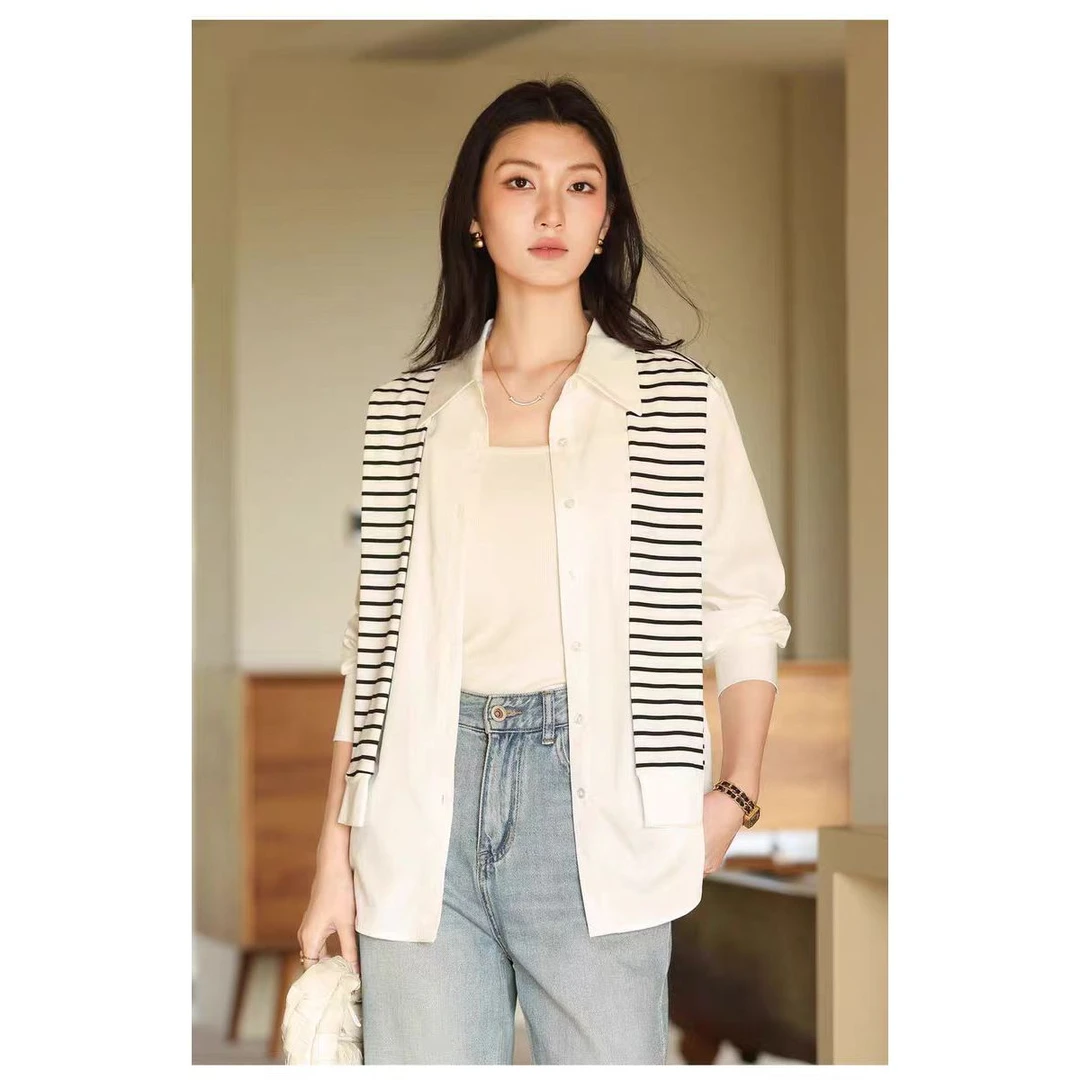 2025春装新款简约高品质通勤衬衫女长袖衬衣