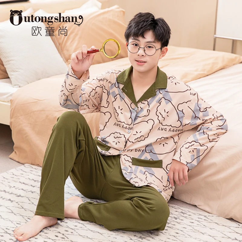 【60支云感棉】2025春款儿童睡衣A级男童春秋长袖开衫中大童家居服