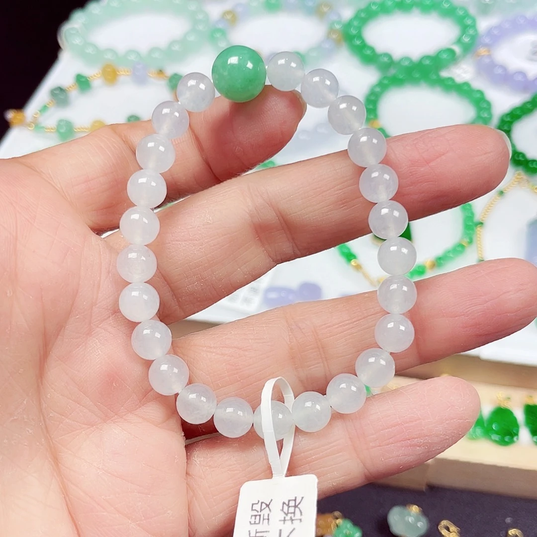 翡翠未镶嵌手链天然缅甸翡翠A货卡10-7