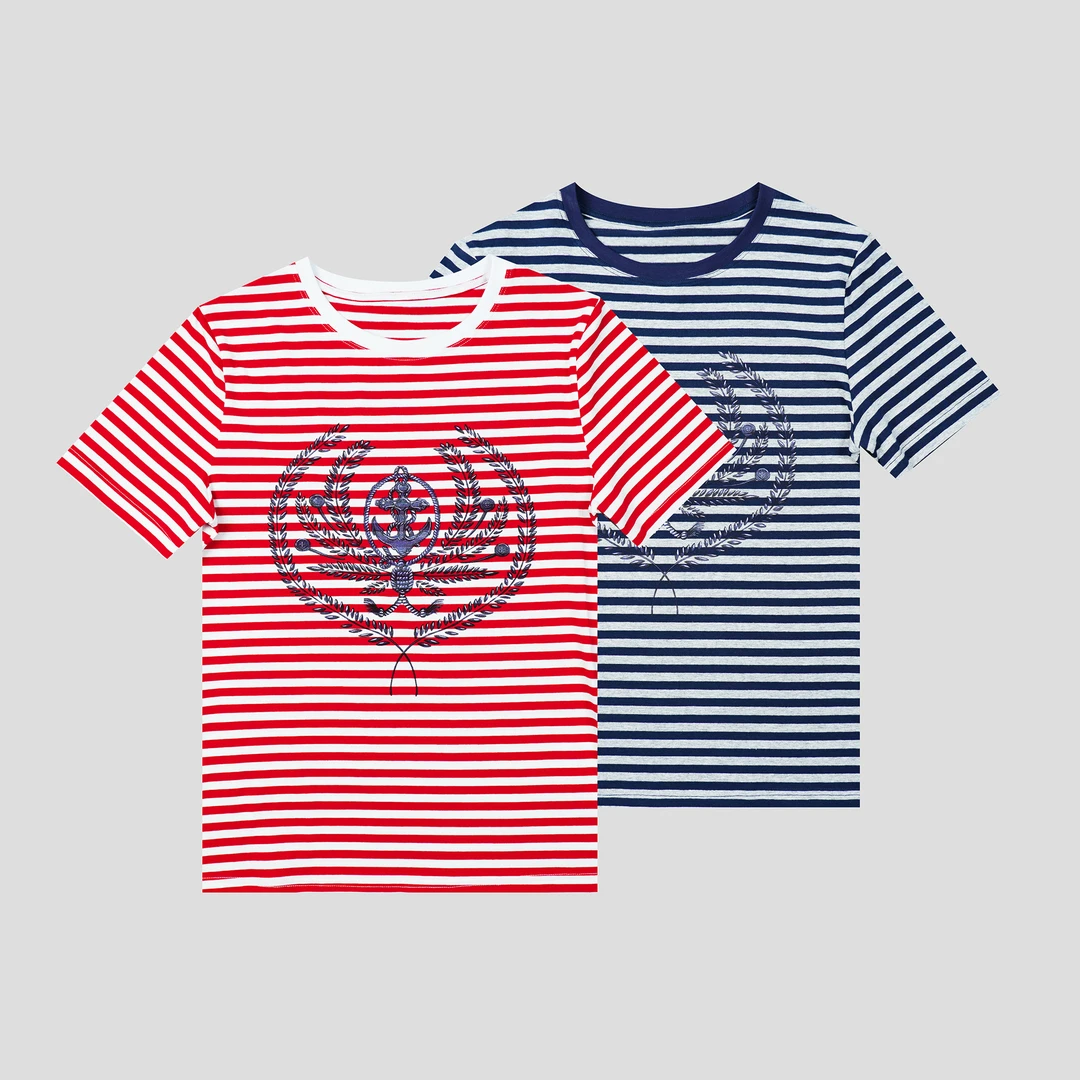 林爆爆【初见】夏日通勤百搭条纹圆领短袖